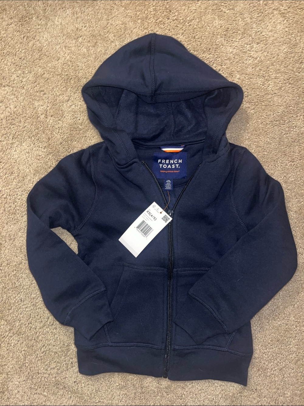 French Toast Navy Kids Zip Hoodie
